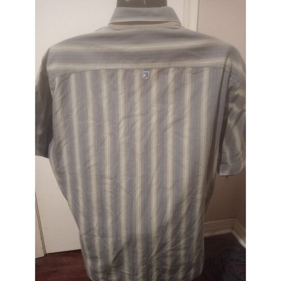 Kuhl Shirt Mens 2XL Gray Strip Short Sleeve Button Up Suncel Cowboy Western Work - Picture 8 of 15